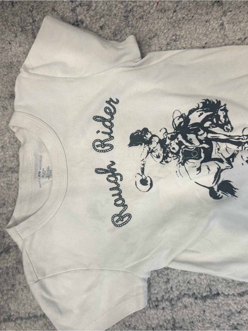 Brandy Melville White 'Rough Rider' Graphic Tee
